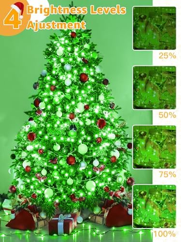 BrightChristmas 500 LED 164 FT Christmas Lights, Waterproof Outdoor String Lights with Remote and Timer, Christmas Tree Lights with 8 Modes Dimmable, Fairy Lights for Holiday Decor (Green)
