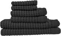 GILDEN TREE Waffle Towel Set Quick Dry Thin | 2 Bath Towels | 2 Hand Towels | 2 Washcloths, Modern Style (Faded Black)