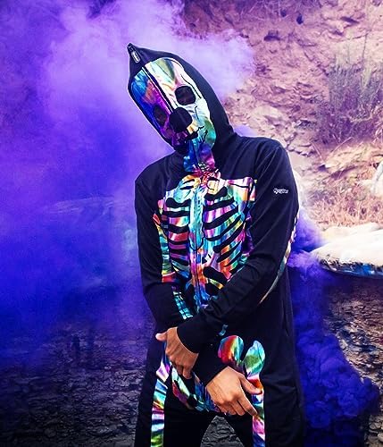 Tipsy Elves Men's Halloween Skeleton Costume Hooded Jumpsuit Adult Onesie