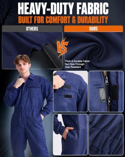 Men's Navy Halloween Jumpsuit Costume Set, Horror Mask, Prop knife, Gauze