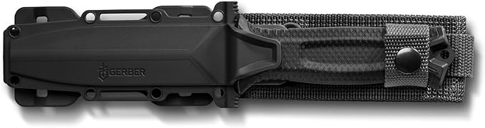 Gerber Gear StrongArm - Fixed Blade, Full Tang Knife - Camping Knife with Multiple Carry Options - Made in USA - Black, Serrated Edge