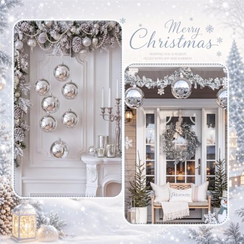 Threan 6 Inch Large Silver Shiny Christmas Ball Ornaments