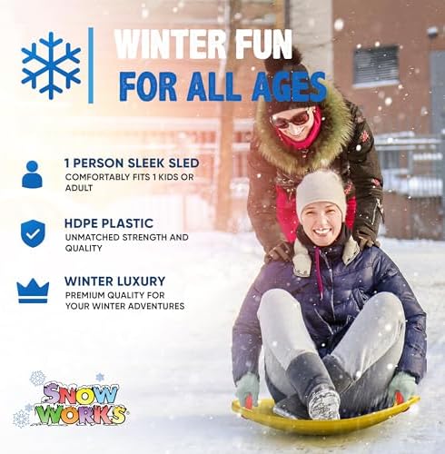 27" Lifetime Saucer Sled - Durable High-Density Plastic, Handles, Ideal for Adults, Kids, and Teens - 1 Person Snow Sled for Kids and Adults