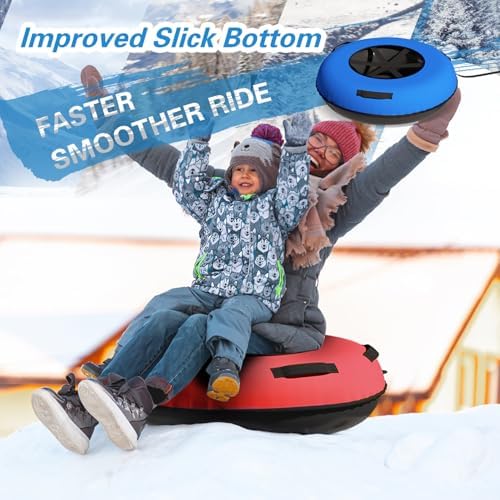 44/47 Inch River Tube withPremium Canvas Cover, Towable Snow Tube for Winter Sports, Blue/Red