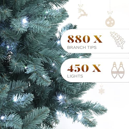 YITAHOME 6ft Prelit Blue Christmas Tree w/Adjustable Lighting System