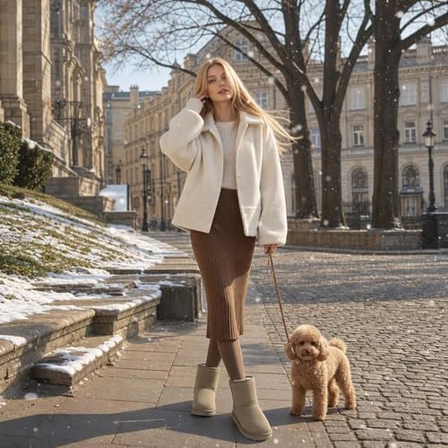 Mishansha Suede Winter Snow Boots for Women Warm Faux Fur Lined Waterproof