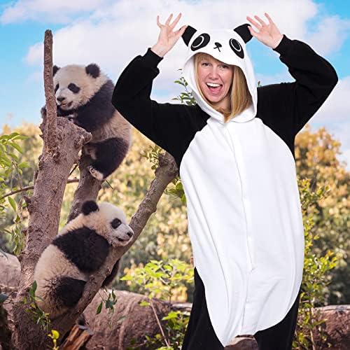 Funziez! Adult Onesie Halloween Costume Animal Dinosaur Shark Unisex Plush One Piece Cosplay Suit for Adults, Men and Women