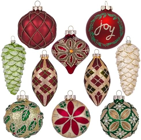 Valery Madelyn 10ct Christmas Glass Ornaments Tree Decorations Set