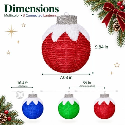 Christmas Light Balls Outdoor, Hanging Ball Lights, Red/Green/Blue