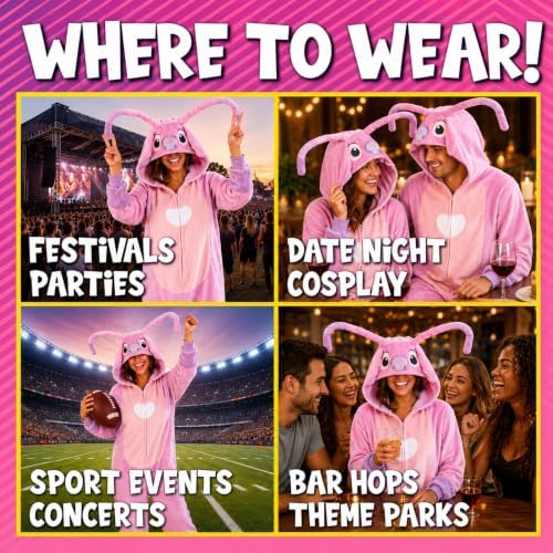 Funziez! Slim Fit Adult Onesie - Animal Costume - Plush Unisex Halloween One Piece Cosplay Suit for Women and Men