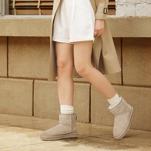 DREAM PAIRS Women's Genuine Suede Winter Mini Snow Boots