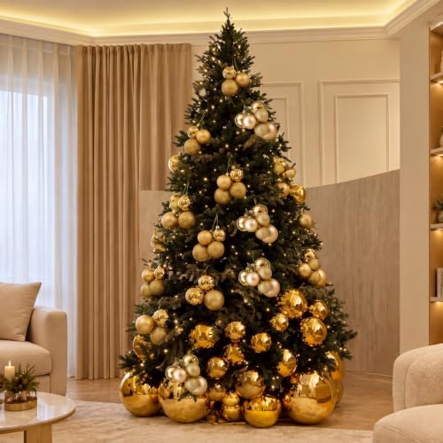 Roowest 4 Sets Large Gold Glitter Christmas Ball Clusters Ornaments Decor
