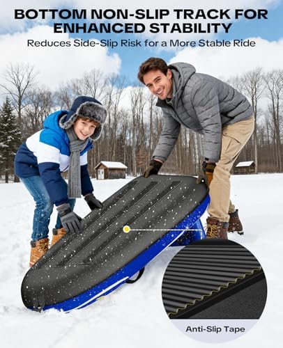 2 Person Snow Sled, Inflatable Heavy Duty Snow Tube for Kids & Adults