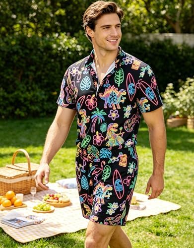 RAISEVERN Mens Romper Male Zipper Shorts Sleeve One Piece Bro Outfits