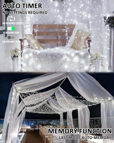 2 Pack 200 LED Battery Operated String Lights, Twinkle Lights Cool White
