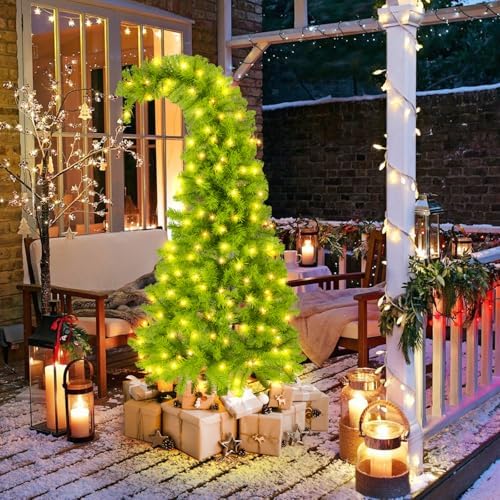 5ft Whimsical Christmas Tree with LED Lights - Artificial Christmas Tree with Timer & 8 Lighting Modes for Indoor Home Living Room Office Decor, Xmas Holiday Decorations