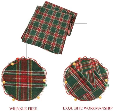 Softalker Christmas Checkered Tartan Table Runner, Green, 13 x 70 Inch-2P