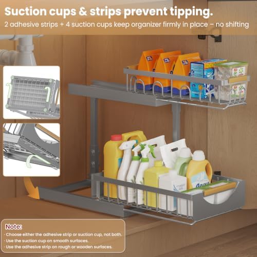 Under Sink Organizer and Storage for Bathroom and Kitchen - 2 Pack 2 Tier