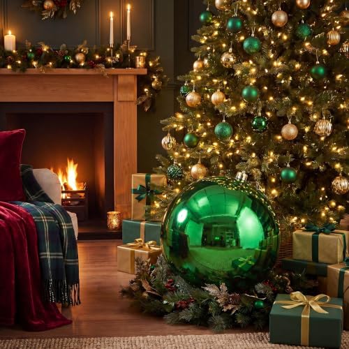 Threan 12 Inch Large Emerald Green Shiny Christmas Ball Ornaments