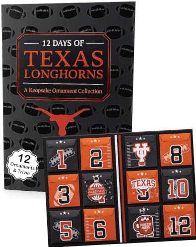 Texas Longhorns 12-Day Christmas Ornament Advent Calendar UT Football Gift