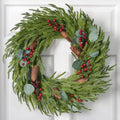 Christmas Decorations, 22 Inch Norfolk Pine Wreath with Pine Cones, Berries