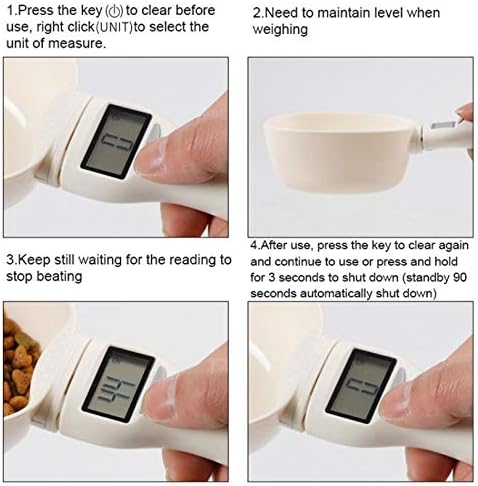 Dog Food Scale Cup Cat Food Bowl Kitchen Scale Bowl Spoon Measuring Cup Portable LED Display White