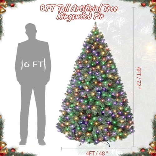 GarveeHome 6ft Prelit Artificial Christmas Tree with 250 Multicolor Lights