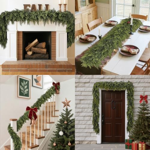 LVZHIYUAN 2 Pcs 6FT Christmas Garland,Real Touch Cedar Garland