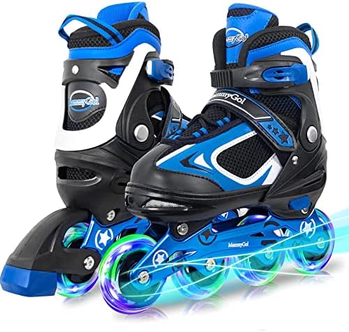 MammyGol Adjustable Inline Skates for Kids Boys Girls Youth Blades Roller Skates with Light up Wheels Ages 4-16