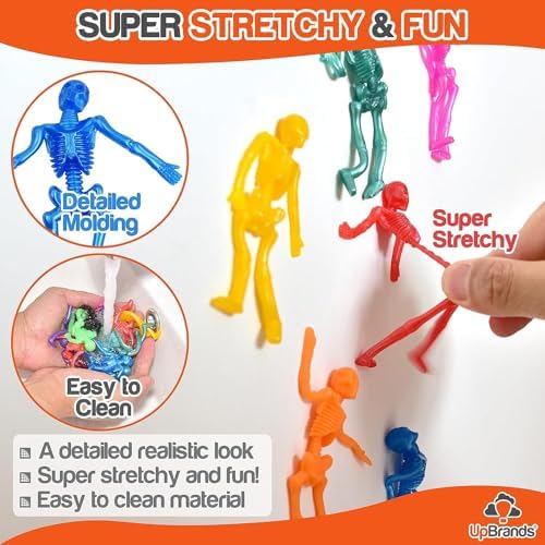 UpBrands 144 Stretchy Skeleton Toys Bulk Halloween Prizes Non Candy Treats