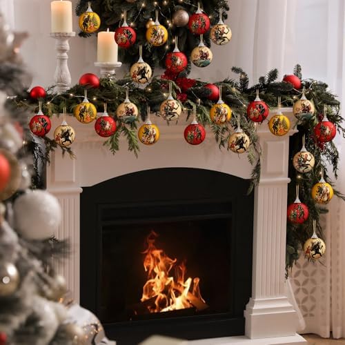 Outus 16 Pcs Vintage Krampus Christmas Ornaments for Tree Vintage Krampus Folklore Decorations Xmas Scary Ball Horror Gothic Dark Christmas Tree Hanging Signs for Home Fireplace Holiday Party Decor