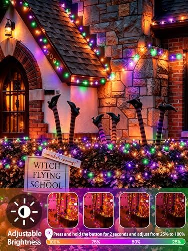 2 Pack 200 LED Halloween Lights Outdoor Indoor Extendable String Lights