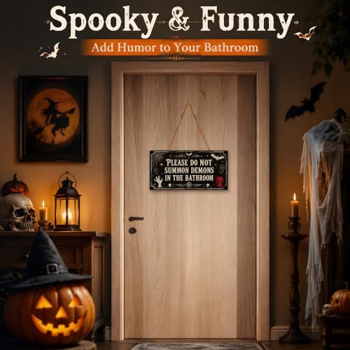 Halloween Decorations - Funny Wooden Sign for Wall Home Door Bathroom
