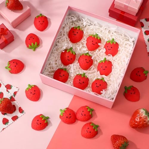 Thenshop 24 Pcs Cute Strawberry Ball Nxiety Relief Fidget Decor
