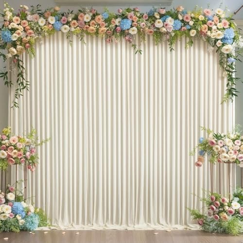 Beige Backdrop Curtain for Wedding Parties Wrinkle Free Beige Photo Curtains Backdrop Drapes Fabric Decoration for Baby Shower Photoshoot 5ft x 8ft,2 Panels
