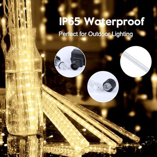 Brightown Meteor Shower Lights Outdoor, 16Inch 20 Tube 720 LED Icicle Light