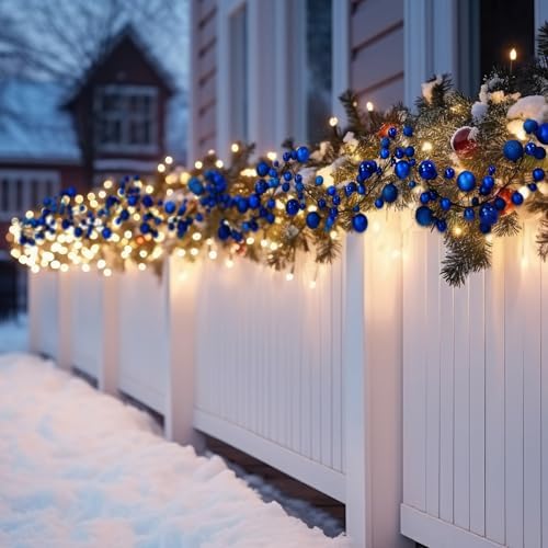 2 Pcs 6 ft Christmas Ball Ornament Garland, Navy Blue