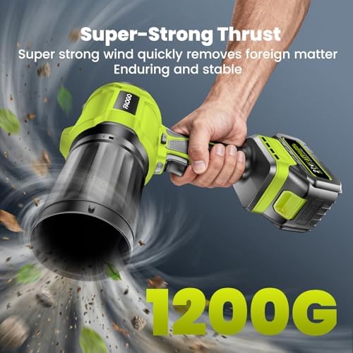 990,000 RPM Cordless Leaf Blower with 2 Batteries & Charger - Electric Handheld Blower, Lightweight, Double Run Time for Lawn, Yard, Patio, Garden Cleaning Green 1