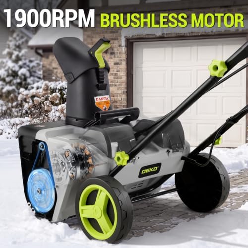 Electric Cordless Snow Blower: DEKOPRO 40V Brushless Electric Snow Blower, 20" Cordless Snow Thrower with 2x4.0Ah Batteries, Charger, LED Light & Adjustable Chute for Driveway, Sidewalk, Steps & Patio