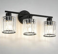 Crystal Bathroom Light Fixtures, Bathroom Lighting Fixtures Over Mirror, Modern Black 3-Light Vanity Lights for Mirror, Restroom, Bedroom (Ceramic E26 Socket,Bulbs Not Include)