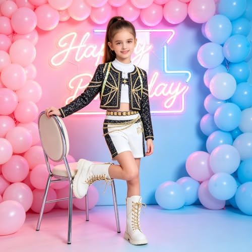 Golden Pop Performer Costume Kids Girls Halloween Costumes Cosplay Outfit