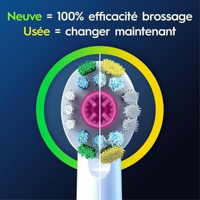 Oral-B Pro 3D White Electric Toothbrush Head, X-Shaped Bristles and Unique Polishing Cup for Teeth Whitening and to Remove Surface Stains, Pack of 8 Toothbrush Heads, White