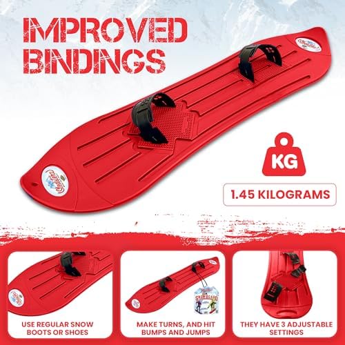 The Original Geospace Sledsterz Kids Beginner Snowboard for Winter Fun on Snow, with Adjustable Step-in Bindings; for Kids Between 4 to 12 Years Old