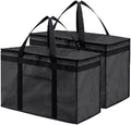 Insulated Food Bag, Portable Cooler Tote (2XL, Black, 2 Pack) | Large thermal bag, For cold & hot food, Soft sided cooler, Heavy duty carrier, Grocery shopping, Food delivery, Catering bag