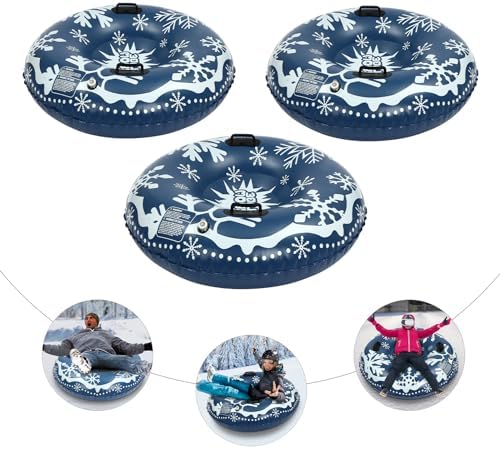 3pcs Comfortable Snow Sleds PVC Ski Circle Lawn Inflatable Sled 121.9cm/48inch