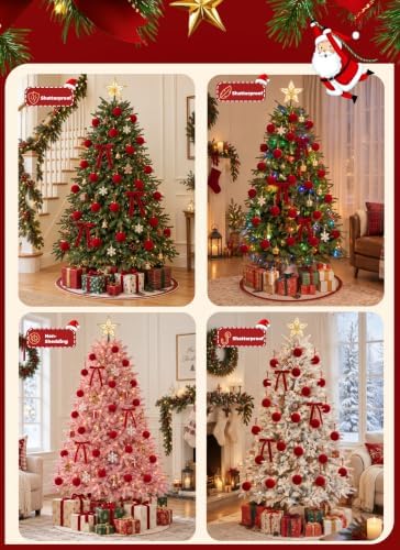 51 Pcs Christmas Velvet Ornament Set – 15 Velvet Tree Balls (3.14") & 36 Vintage Ribbon Bows (6×8") – Xmas Tree Hanging Decorations for Indoor Home Decor Burgundy