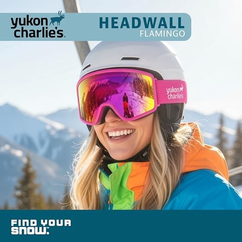 Yukon Charlie’s Adult Snow Goggles - Cylindrical Lens Ski Goggles - Boosted Contrast, Reduced Glare, Anti-Fog