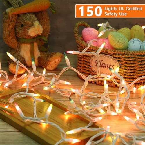 Brizled Easter Lights, Incandescent Pastel String Light, 150 Count, 34.8ft