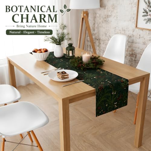 Christmas Party Decorations - Evergreen Holly Berry Xmas Table Runner