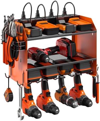 CCCEI Wall Mount Modular Tool Charging Organizer, Orange, 1 Pack, 3 Tier.